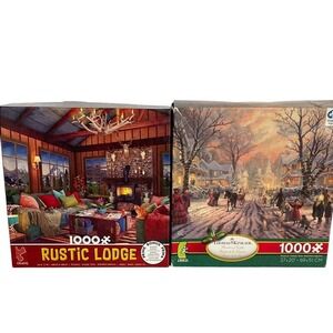 Ceaco Thomas Kinkade/Rustic Lodge Winter‎ Set of 2 - 1000 Piece Puzzles